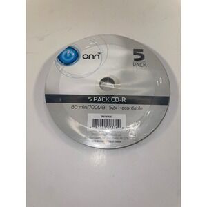 ONN 5 Pack CD-R 80 min 700MB 52x Recordable Blank Discs Media NEW SEALED